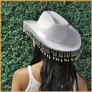 White Fringe Dolly Cowboy Hat - Bachelorette Nashville